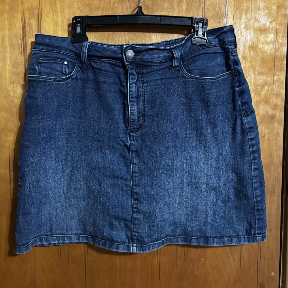 Croft & Barrow Denim Skort Womens 16 Dark Wash Jean Skirt Stretch Casual